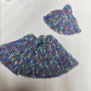 Multicolor Knitted Doll Hat and Scarf Set (fits 18” dolls)